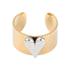 304 Stainless Steel Heart Open Cuff Rings RJEW-C095-04G-2