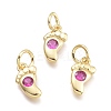 Brass Micro Pave Cubic Zirconia Pendants KK-P187-08G-G-1