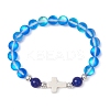 Synthetic Moonstone Beads Stretch Bracelets for Women Men BJEW-JB11376-3