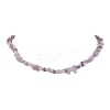 Natural Lepidolite/Purple Mica Stone Chip Beaded Necklace NJEW-JN04616-04-1