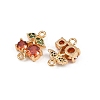 Brass Pave Orange Cubic Zirconia Fruit Connector Charms KK-C115-02A-G-2
