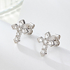 Rhodium Plated 925 Sterling Silver Micro Pave Cubic Zirconia Stud Earrings CN4447-1-3