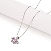 Brass Cubic Zirconia Heart Planet Pendant 304 Stainless Steel Chain Necklaces NJEW-T018-06P-1