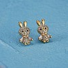 Rabbit Cubic Zirconia Stud Earrings EJEW-SZ0001-76-2