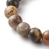 10mm Natural Black Sunstone Round Beads Stretch Bracelet for Men Women BJEW-JB07299-02-5