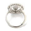 Flat Round with Saint & Heart Rack Plating Brass Micro Pave Cubic Zirconia Adjustable Rings RJEW-I105-04P-10-3