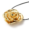 Zinc Alloy Rose Flower Pendant Necklace with Leather Cords LS-NJEW-D044-01KCG-2