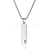 304 Stainless Steel Rectangle with Letter Pendant Box Chain Necklaces FS-WGD7C78-22-1