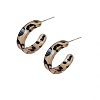 C-Shaped with Leopard Print 925 Sterling Silver Acrylic Stud Earrings FS-WG2B12E-01-6