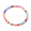 Rondelle Dyed Natural Freshwater Shell Beaded Stretch Bracelets for Women BJEW-JB10928-1