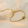Brass Pave Green Aventurine Link Bracelets WGB0A2A-01-2