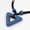 Triangle Lava Rock Pendants Necklaces NJEW-D205-04-2