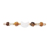 Natural Tiger Eye & Freshwater Shell Moon Charm Bracelets BJEW-MZ00303-02-2
