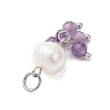 Natural Green Aventurine & Garne & Amethyst & Rose Quartz & Apatite Faceted Round & Potato Pearl Pendants PALLOY-JF04750-01-5