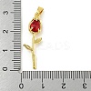 Rose Flower for Valentine's Day Real 18K Gold Plated Rack Plating Brass Micro Pave Cubic Zirconia Pendants X-KK-R153-01C-G-3