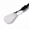 Natural Quartz Crystal Hexagon Pendant Necklace with Nylon Cord NJEW-G094-A07-2