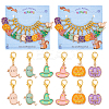Halloween Theme Alloy Enamel Ghost & Witch Hat & Pumpkin Charm Locking Stitch Markers HJEW-PH01714-1