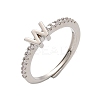 S925 Sterling Silver Adjustable Letter Rings for Women RJEW-M068-01P-W-2