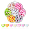 196Pcs 7 Colors Acrylic Bicolor Heart Beads OACR-CJ0001-60-1