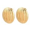 304 Stainless Steel Textured Oval Stud Earrings EJEW-I320-21G-04-4