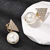 Triangle Brass Micro Pave Clear Cubic Zirconia Hoop Earrings EJEW-H180-01C-G-2