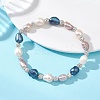 Polymer Clay Rhinestone & Natural Cultured Freshwater Pearl Beads Stretch Bracelets for Women BJEW-JB13192-1