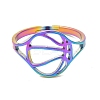Ion Plating(IP) 304 Stainless Steel Hollow Basketball Adjustable Ring for Women RJEW-M149-28RC-1