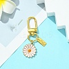 Alloy Enamel Flower Pendant Decorations HJEW-YW00003-4