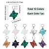 10Pcs 10 Colors Rose Quartz & Quartz Crystal & Amethyst & Picture Jaspe & Opalite & Turquoise & Blue Goldstone & Goldstone & Howlite & Malachite Gemstone Pendants G-SC0002-01-2