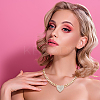 2Pcs 2 Colors Crystal Rhinestone Heart Pendant Necklaces Set with Alloy Curb Chains NJEW-AN0001-88-6