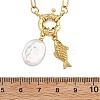 Ocean 304 Stainless Steel Fish and Natural Baroque Keshi Pearl Coin Bead Pendant Paperclip Chain Necklaces for Women NJEW-JN06327-3