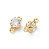 Brass Pave Clear Cubic Zirconia Connector Charms KK-Z136-54A-G-2