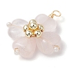Rose Quartz Copper Wire Wrapped Synthetic Hematite Bead Pendants PALLOY-JF02947-05-3