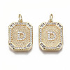 Brass Micro Pave Clear Cubic Zirconia Pendants KK-S356-234D-G-NF-1