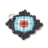 Handmade Glass Seed Beaded  Window Lattice Pattern Shape Pendants PALLOY-MZ00929-4