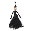 Halloween Cotton Threads Tassel & Synthetic Turquoise Skull Pendant Decorations HJEW-JM03757-01-2