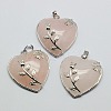 Heart Natural Rose Quartz Pendants X-GP356-1-2