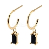 Rectangle Cubic Zirconia Drop Earrings for Her EJEW-C002-18G-RS-2