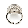Real Platinum Plated Brass Micro Pave Clear Cubic Zirconia Cuff Rings RJEW-L113-017P-03-3