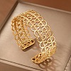 304 Stainless Steel Hollow Cuff Bangles for Women LS-BJEW-F505-03G-1
