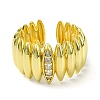 Brass with Cubic Zirconia Open Cuff Ring RJEW-B051-06G-2