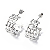 Non-Tarnish 304 Stainless Steel Hollow Out C-shape Stud Earrings STAS-B034-11P-1