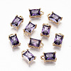 Brass Glass Rhinestone Pendants X-GLAA-S179-21B-RS-1