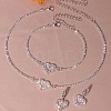 Heart Alloy Rhinestone Pendant Necklaces & Dangle Earring & Bracelets Sets for Women FS-WG56CAD-01-2