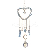 Natural Aquamarine Chip Beads with Brass Findings Pendant Decorations HJEW-JM01814-04-1