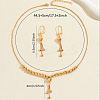 Vintage Brass Round Beaded Tassel Necklace & Earrings for Women KK0094-5