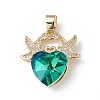 Real 18K Gold Plated Rack Plating Brass Micro Pave Cubic Zirconia Pendants KK-C015-03G-04-1