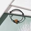 Natural Tiger Eye Heart Braided Cord Bracelet BJEW-JB07685-01-2