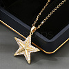 Brass Micro Pave Clear Cubic Zirconia Star Pendant Necklaces for Women FS-WG16544-01-2