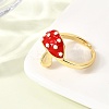 Brass Enemel Adjustable Open Cuff Rings for Women RJEW-I111-10G-03-2